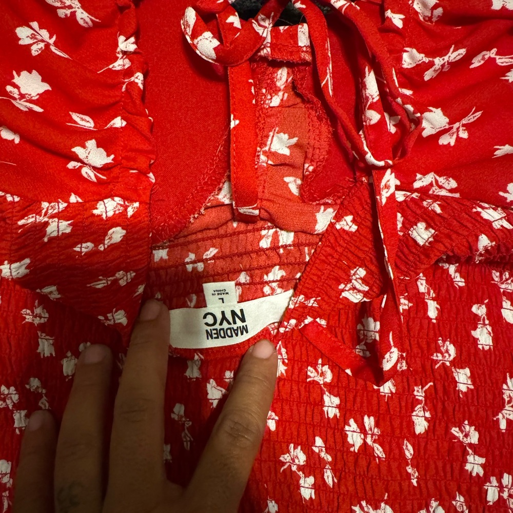 Red Floral top by Madden NYC